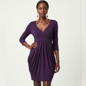 Zara basics purple dress 3/4 sleeves v neck